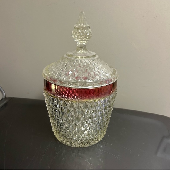 Indiana Glass Diamond Point Ruby Flash Ice Bucket - Simply Stunning - Picture 2 of 13